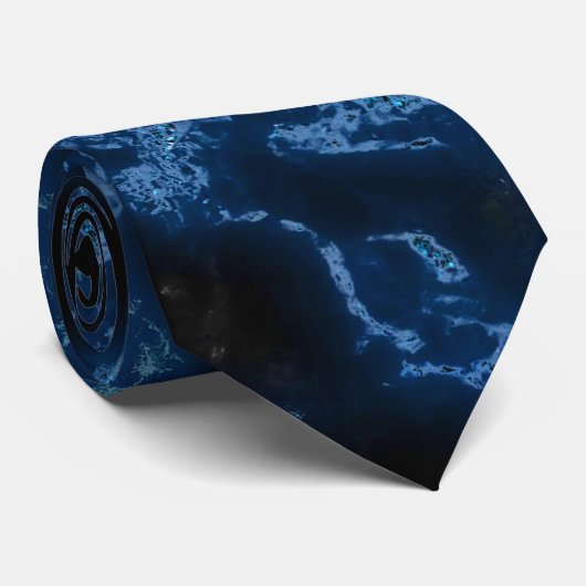 黒エレガントと青の大理石グリッター ネクタイ (ロール)