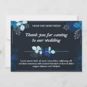 黒エレガントと青の結婚サンキューカード サンキューカード (正面)