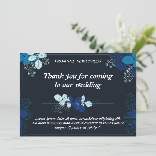 黒エレガントと青の結婚サンキューカード サンキューカード (スタンド正面)