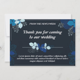 黒エレガントと青の結婚サンキューカード サンキューカード