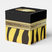 黒エレガントと黄色のオレンジ色のゼブラ |誕生日 フェイバーボックス (裏面サイド)