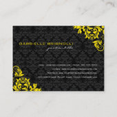 黒エレガントと黄色のヴィンテージフローラマスク 名刺 (裏面)
