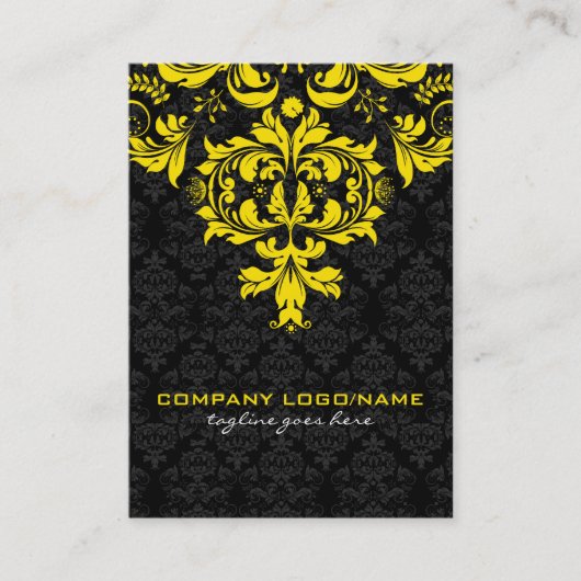 黒エレガントと黄色のヴィンテージフローラマスク 名刺 (正面)