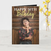 黒エレガントと黄色の写真妹50誕生日 カード (黄色い花)