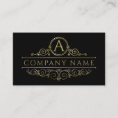 黒エレガントにモノグラム金ゴールドを旋回 名刺 (正面)