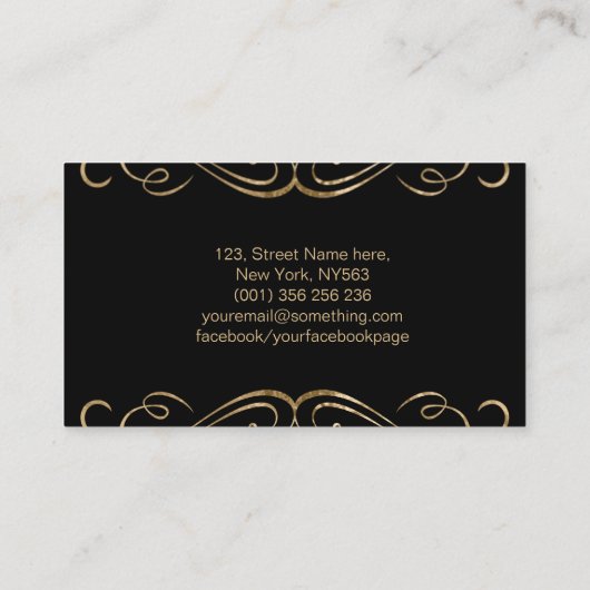 黒エレガントにモノグラム金ゴールドを旋回 名刺 (裏面)
