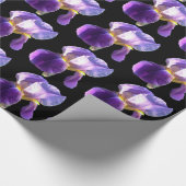 黒エレガントのかわいらし花菖蒲 ラッピングペーパー (角)