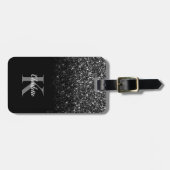 黒エレガントのグラデーショングリッター ラゲッジタグ (正面横)