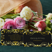 黒エレガントのシックファンシー金ゴールド華美フレーム 名刺