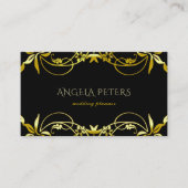 黒エレガントのシックファンシー金ゴールド華美フレーム 名刺 (正面)