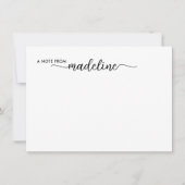 黒エレガントのスクリプト名 ノートカード (正面)