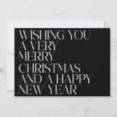 黒エレガントのスタイリッシュタイポグラフィ写真クリスマス シーズンカード (正面)