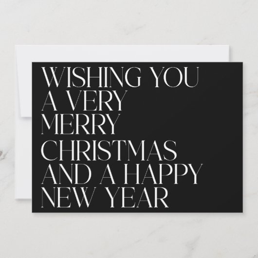 黒エレガントのスタイリッシュタイポグラフィ写真クリスマス シーズンカード (正面)