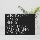 黒エレガントのスタイリッシュタイポグラフィ写真クリスマス シーズンカード (スタンド正面)