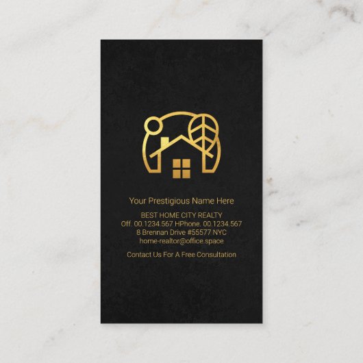 黒エレガントのテクスグランジチャ金ゴールド線 名刺 (裏面)