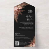 黒エレガントのパ素朴パスQRコー結婚ド オールインワン招待状 (内側)