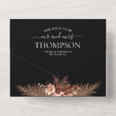 黒エレガントのパ素朴パスQRコー結婚ド オールインワン招待状 (裏面)