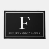 黒エレガントのファミリ名 ドアマット (正面)