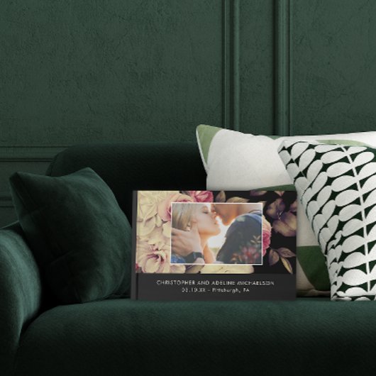 黒エレガントのムーディフローラ結婚写真 ゲストブック