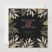 黒エレガントの上品にミュートされた植物学 セーブザデート (裏面)