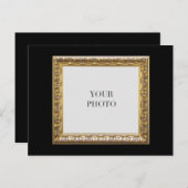 黒エレガントの個人用フォトフレームと文字 ポストカード (正面/裏面)