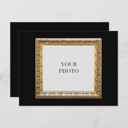 黒エレガントの個人用フォトフレームと文字 ポストカード (正面/裏面)