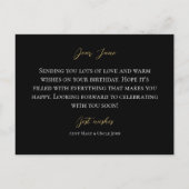 黒エレガントの個人用フォトフレームと文字 ポストカード (裏面)