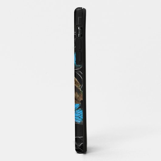 黒エレガントの孔雀と青の蝶 Case-Mate iPhoneケース (裏面/左)