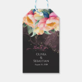 黒エレガントの牡丹の水色 | 結婚s ギフトタグ (正面)