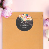 黒エレガントの牡丹の水色 | 結婚s ラウンドシール