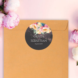 黒エレガントの牡丹の水色 | 結婚s ラウンドシール