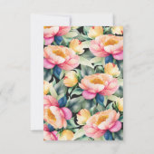 黒エレガントの牡丹の水色 | 結婚s 出欠カード (裏面)