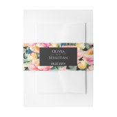 黒エレガントの牡丹の水色 | 結婚s 招待状ベリーバンド (正面例)