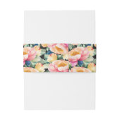 黒エレガントの牡丹の水色 | 結婚s 招待状ベリーバンド (裏面例)