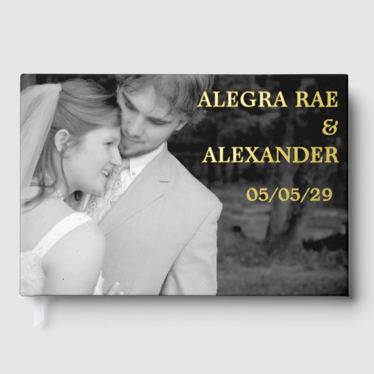 黒エレガントの結婚写真 ゲストブック (正面)