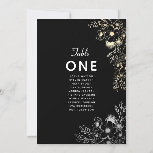 黒エレガントの結婚座席表 (裏面)