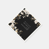 黒エレガントの聖句に結婚白いフローラ スタンダードカクテルナプキン (角)