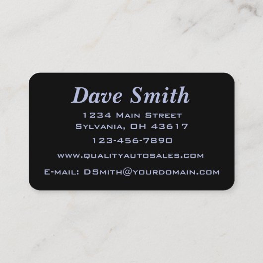 黒エレガントの車の名刺 名刺 (裏面)