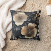 黒エレガントの金ゴールドフローラ クッション (ブランケット)