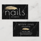 黒エレガントの金ゴールド爪、 ネイル光沢ストローク 名刺 (正面/裏面)