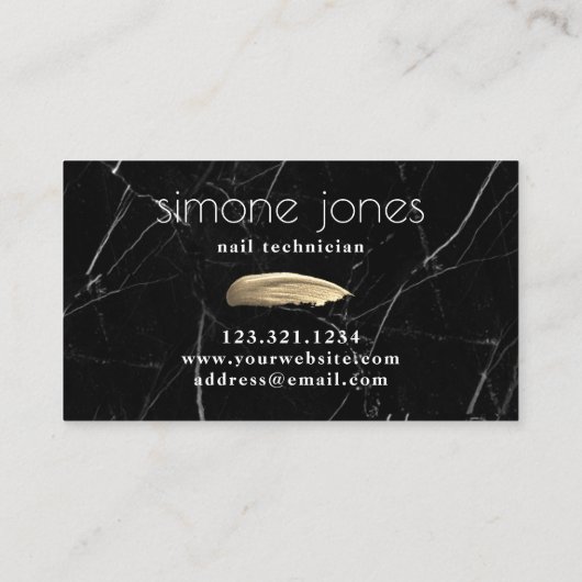 黒エレガントの金ゴールド爪、 ネイル光沢ストローク 名刺 (裏面)