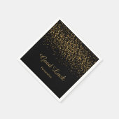 黒エレガントの金ゴールド紙吹雪 スタンダードカクテルナプキン (角)