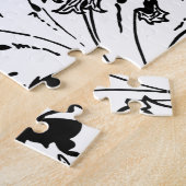 黒エレガントはっきりしたと白のポピーフローラ ジグソーパズル (側面)