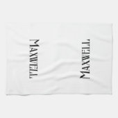 黒エレガントはっきりしたパーソナライズされた姓 キッチンタオル (横)