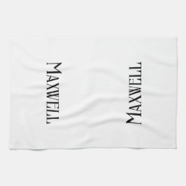 黒エレガントはっきりしたパーソナライズされた姓 キッチンタオル
