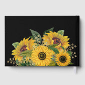 黒エレガントひまわり結婚の金ゴールド ゲストブック (裏面)