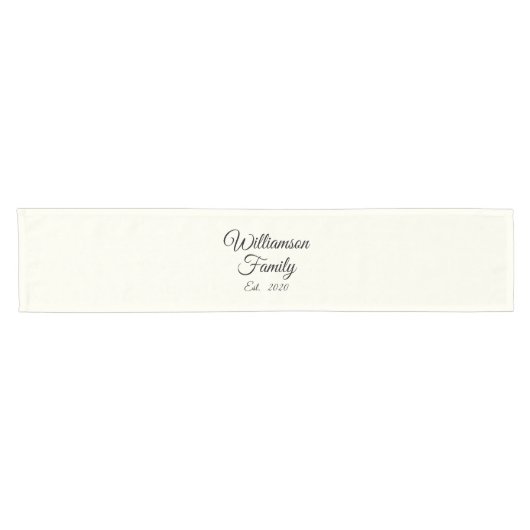 黒エレガントアイボリースカスタムクリプト名の日付 ショートテーブルランナー (横)