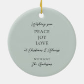 黒エレガントアイボリーセージ緑のクリスマス装飾 セラミックオーナメント (裏面)