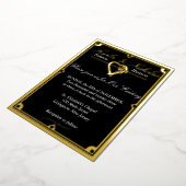 黒エレガントアールデコハート結婚 箔招待状 (回転した状態)