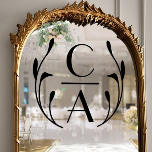 黒エレガントアールデコモノグラムリース結婚ズ ウィンドウサイン